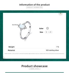 Detail view showing 925 sterling silver opal ring specifications and 4x6mm stone size