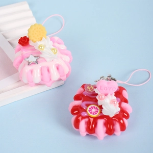Miniature simulation strawberry cream cake keychain pendants for bag decoration