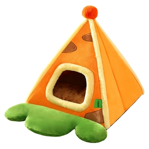 Cama tienda cálida para perros con diseño de zanahoria y cojín de hoja verde suave