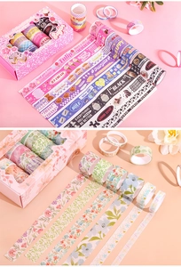 Detail view of 20-roll unicorn animal masking tape set for DIY journal scrapbooking