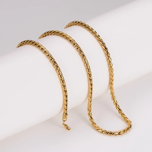 Polished gold 304 stainless steel keel chain necklace for men and women jewelry