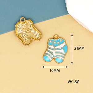 Blue striped enamel sock pendant in gold finish with 21x16mm size and 1.5g weight details