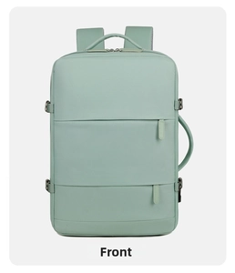 Lightweight travel backpack in mint green, large capacity for business and short trips.