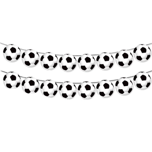 Soccer theme banner with black and white football patterns for party decoration