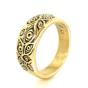 Stainless Steel Evil Eye Ring Vintage Geometric Design For Men Women Fashion Jewelry Punk Style Band Gold Black Silver