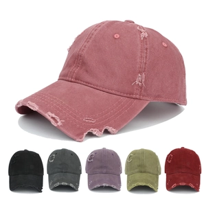 Distressed Baseball Cap Washed Cotton Ripped Hole Vintage Retro Adjustable Sun Hat For Men Women Outdoor Casual Streetwear