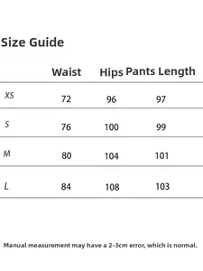 Size chart for vintage cargo pants showing waist, hip, and length measurements in centimeters