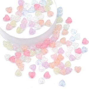Colorful heart-shaped acrylic crackle beads for DIY jewelry making and bracelets