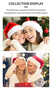 Classic red plush Christmas hat for adults with soft white fur trim for holiday parties