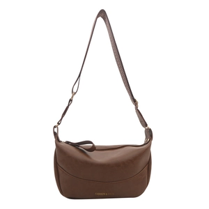Borsa a tracolla marrone scuro in pelle a forma di gnocco con tracolla larga