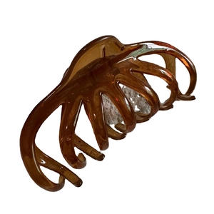 Glossy brown 13cm octopus claw hair clip for thick hair in minimalist Korean style