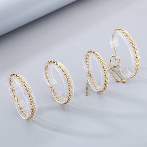 Chic 18K gold plated stainless steel bracelets set with adjustable link chain designs