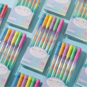 Pack of 6 rainbow gradient pens with 0.8mm tips for creative journaling and drawing
