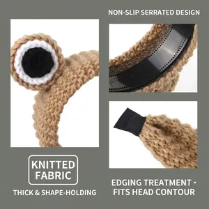 Süßes Frosch-Strickstirnband für Damen mit rutschfesten Zähnen in der Farbe Khaki