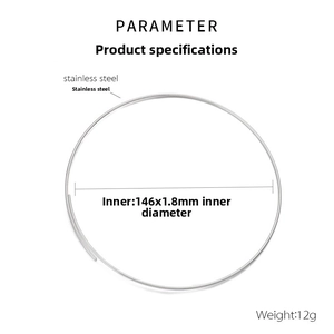 Detailed parameter view of a 146mm stainless steel wire collar necklace with measurements