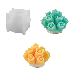 Silikonform für Tulpencandle-Bouquets mit Rosenstruktur und fertigen Mustern für Handwerk