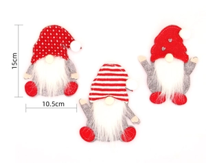 Dimensions détaillées des porte-couverts gnomes de Noël 15cm en rouge, gris et blanc