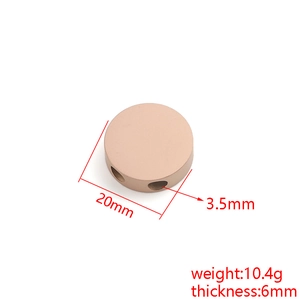 Pink 20mm stainless steel round spacer bead with dual side holes for DIY jewelry