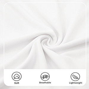 Close-up of white soft breathable polo fabric showing texture and lightweight quality