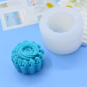 3D cylinder silicone mold for mousse cakes and candles with floral texture details