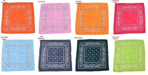 Multiple colors of paisley patterned bandana headbands displayed in a grid layout