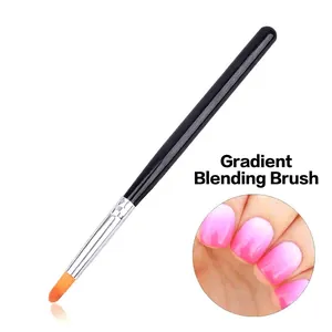 Nail Art Ombre Blending Brush Professional Gradient Painting Pen Black Plastic Handle Synthetic Bristles DIY Manicure Tool