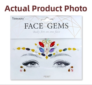Macro detail of FG307 symmetrical colorful facial gems for creative eye and face makeup