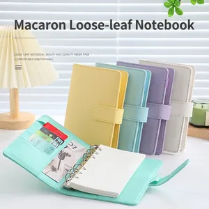 Macaron PU leather A6 budget binder with 6-ring metal clips and card slots set