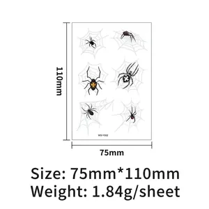Luminous spider and cobweb temporary tattoo stickers set for Halloween party makeup
