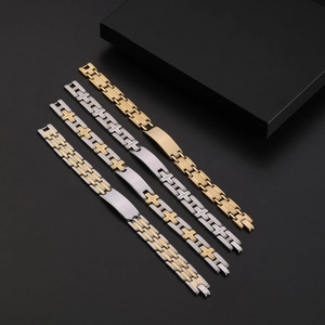 Fashion titanium steel watchband bracelets for couples in gold and silver finishes