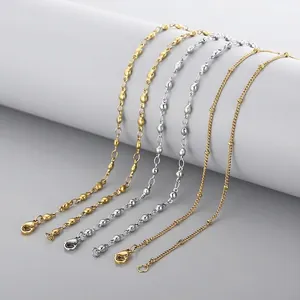 Collier Chaîne Satellite Perlée En Acier Inoxydable Minimaliste Pour Femmes Bijoux De Mode Couleur Or Délicats
