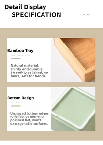 Close-up of anti-slip ceramic bottom and natural bamboo tray edge details