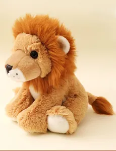 Close-up of the fluffy orange mane and soft textures of a cute lion plush toy