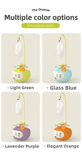 Interactive cat tumbler toy set featuring bell feathers and balls in four vibrant colors