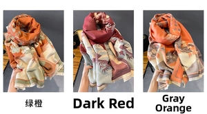 Detailed view of winter cashmere-like scarves with tassel fringe in three retro colorways