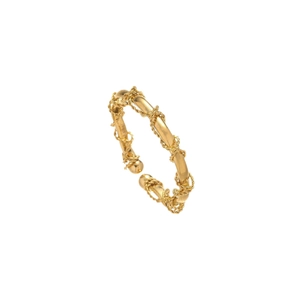 French vintage titanium steel twisted wire open ring for women in gold finish