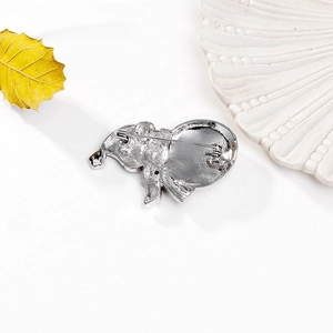 Silver metal snowman brooch back view with classic pin closure and smooth plating