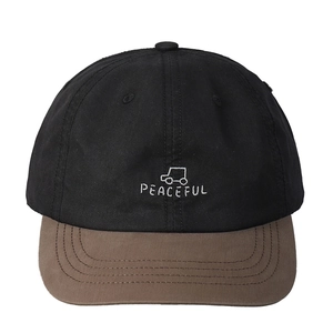 Minimalist colorblock baseball cap with car embroidery and Peaceful text