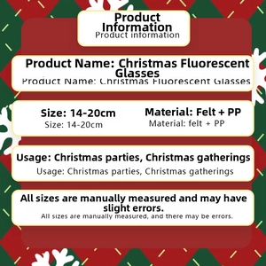 Detailed specs for Christmas fluorescent glasses made of felt and PP for party photography