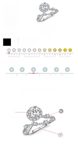 Macro-opname van S925 zilveren ring met 0,8ct D-kleur VVS1 Moissaniet en detailstempels