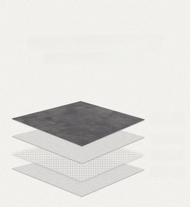 Detailed multilayer exploded view showing PVC leather and ultra-sticky mesh mat structure