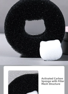 Detail of activated charcoal makeup brush cleaning sponge with porous mesh structure