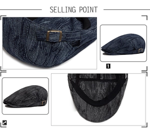 Détails de la casquette plate en jean avec boucles réglables et bande de confort
