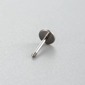 Titanium steel flat back stud earring with silver finish and threaded T-bar design