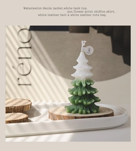 Minimalist wooden candle tray with decorative natural wood textures and aesthetic vibes