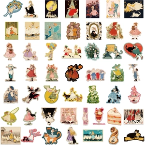Set di 50 adesivi vintage fiabeschi per decorazione fai da te di laptop e valigie
