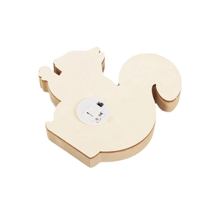 Luminous squirrel wooden craft ornament with back battery compartment for festive decor