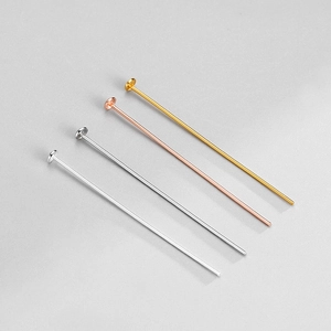 S925 sterling silver T-shape flat head pins in silver, platinum, rose gold and gold finishes