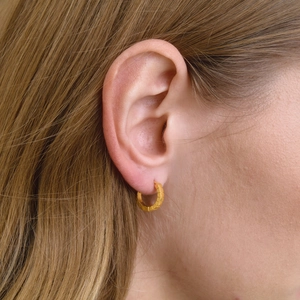 Stainless Steel Hoop Earrings 18K Gold Plated Ribbed Geometric Segmented Ear Buckles Waterproof Hypoallergenic Jewelry For Women