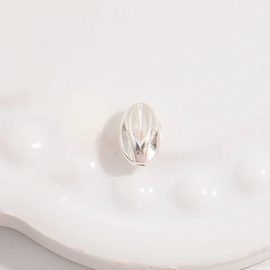 S925 Sterlingsilber Perle in Kürbisform mit Streifen für DIY-Schmuckherstellung